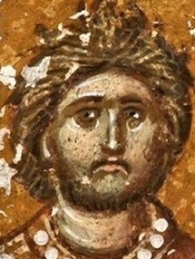 Свети мъченик Уар Египетски. Фрагмент от стара стенопис, Косово, Сърбия