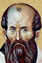 Свети Павел Изповедник, архиепископ Цариградски. Фрагмент от стара българска стенопис, Охрид, област Македония